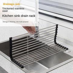Foldable Stainless Steel Sink Drying Rack for Tableware Fruit Vegetable Filter