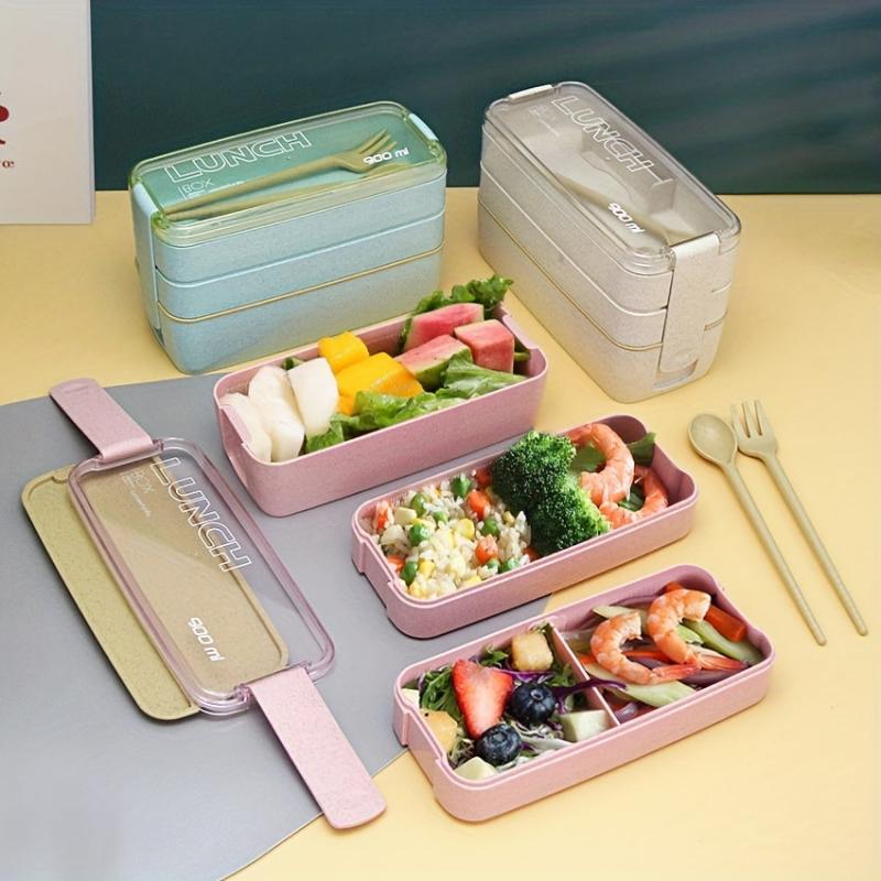3-Layer Sealed Divided Plastic Lunch Box Office Worker Microwave Bento Box