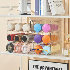 Water Bottle Organizer For Cabinet 3 Grid Water Bottle Storage Rack