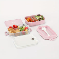 Double Layer Bento Lunch Box with Fork and Spoon