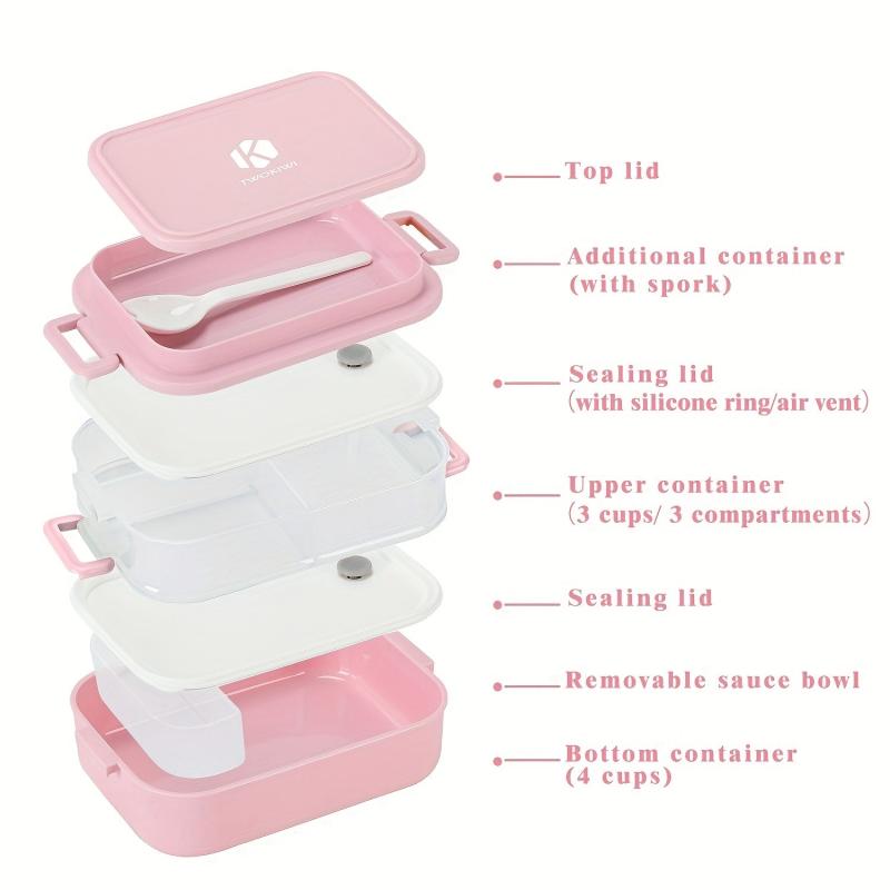 Double Layer Bento Lunch Box with Fork and Spoon