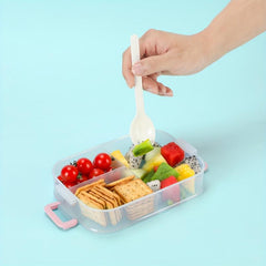 Double Layer Bento Lunch Box with Fork and Spoon