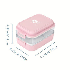 Double Layer Bento Lunch Box with Fork and Spoon