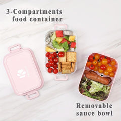 Double Layer Bento Lunch Box with Fork and Spoon
