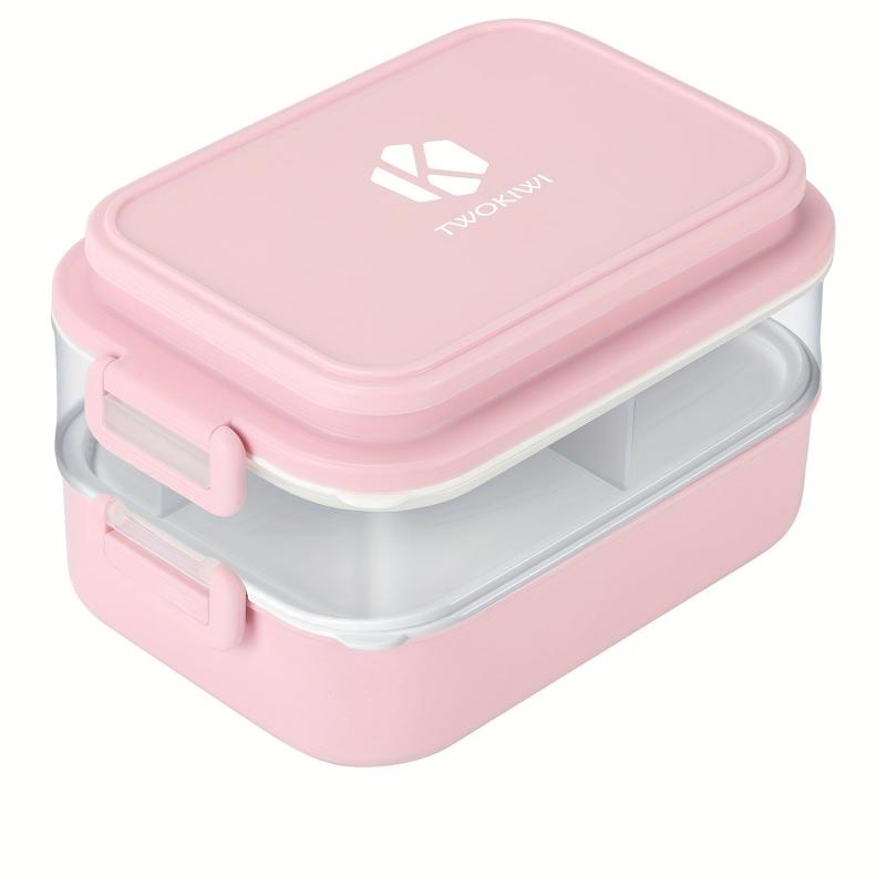 Double Layer Bento Lunch Box with Fork and Spoon
