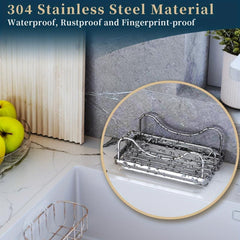 Stainless Steel Sink Sponge Holder with Drip Tray Countertop Organizer
