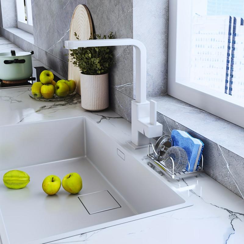 Stainless Steel Sink Sponge Holder with Drip Tray Countertop Organizer