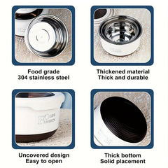 3Pcs Stainless Steel Bowl Set with Cover Leakproof Food Container