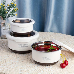 3Pcs Stainless Steel Bowl Set with Cover Leakproof Food Container