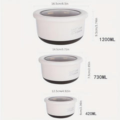 3Pcs Stainless Steel Bowl Set with Cover Leakproof Food Container