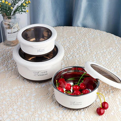3Pcs Stainless Steel Bowl Set with Cover Leakproof Food Container