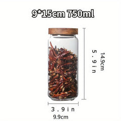 Glass Storage Jar with Wood Lids for Coffee Tea Nuts Sugar Candy Spices