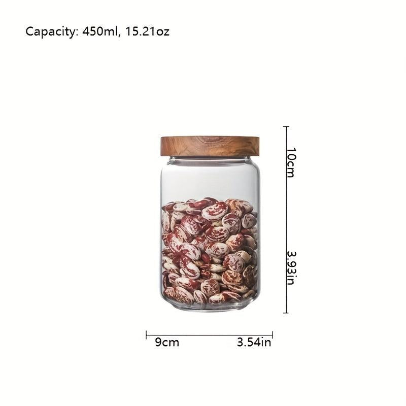 Glass Storage Jar with Wood Lids for Coffee Tea Nuts Sugar Candy Spices