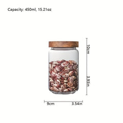 Glass Storage Jar with Wood Lids for Coffee Tea Nuts Sugar Candy Spices