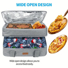 Double Layers Pizza Bag Insulated Casserole Carrier Large Capacity