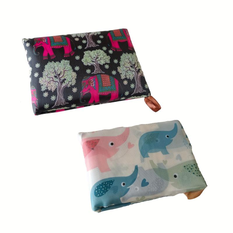 2pcs Animal Print Shoulder Bag Large Capacity Foldable Eco Friendly Shopping Bag