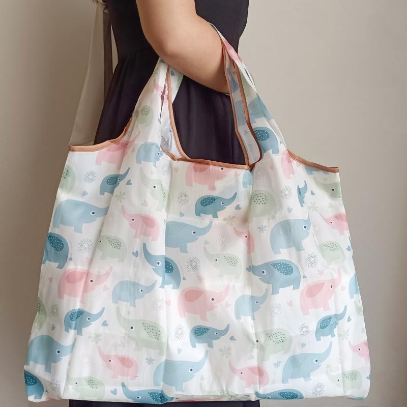 2pcs Animal Print Shoulder Bag Large Capacity Foldable Eco Friendly Shopping Bag