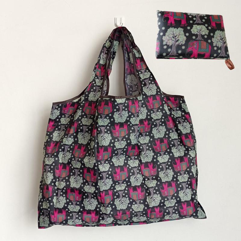 2pcs Animal Print Shoulder Bag Large Capacity Foldable Eco Friendly Shopping Bag