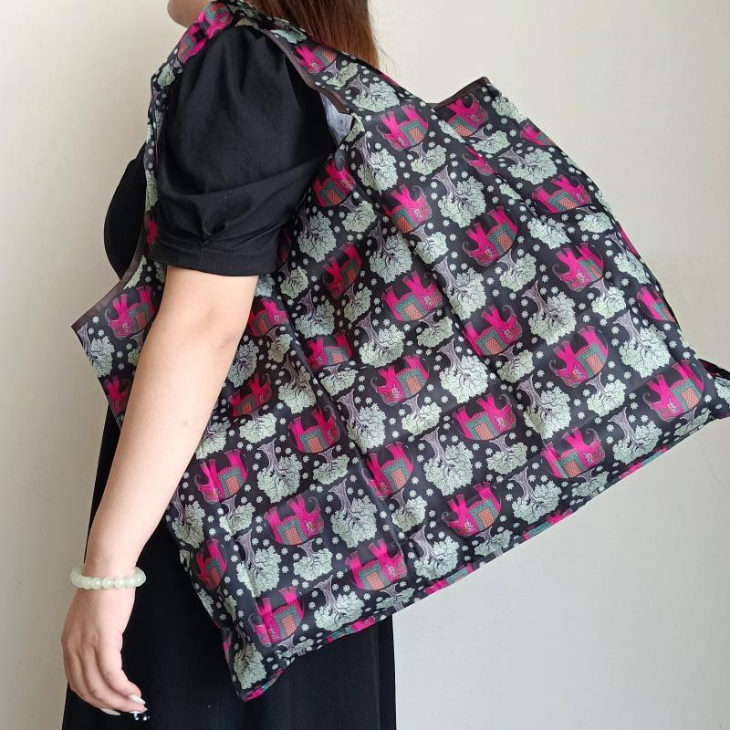 2pcs Animal Print Shoulder Bag Large Capacity Foldable Eco Friendly Shopping Bag