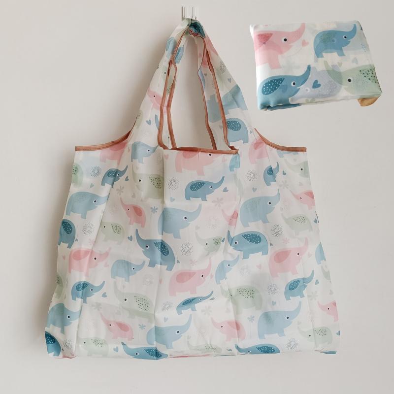 2pcs Animal Print Shoulder Bag Large Capacity Foldable Eco Friendly Shopping Bag