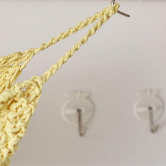 1pc Kitchen Cotton Rope Woven Hanging Fruit Basket with 4 Hooks