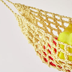 1pc Kitchen Cotton Rope Woven Hanging Fruit Basket with 4 Hooks