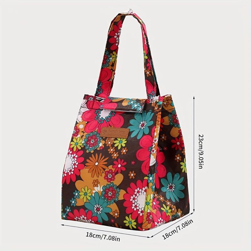 Floral Insulated Lunch Bag Reusable Leakproof Lunch Box