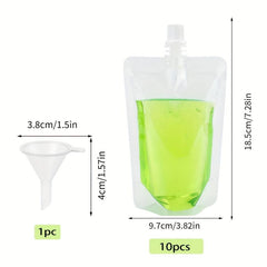 10pcs Coffee Liquid Sub Bag + Plastic Funnel