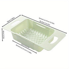 2pcs Retractable Sink Vegetable Washing Basin Draining Basket