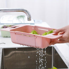 2pcs Retractable Sink Vegetable Washing Basin Draining Basket