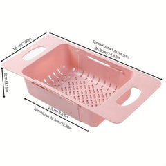 2pcs Retractable Sink Vegetable Washing Basin Draining Basket