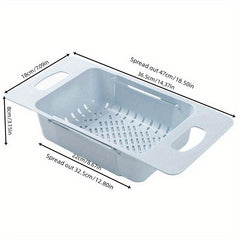 2pcs Retractable Sink Vegetable Washing Basin Draining Basket