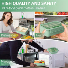 Bento Lunch Box With Cutlery Leakproof 3 Compartments Set