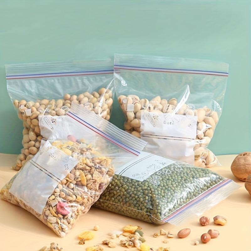 20pcs Transparent Food Storage Zipper Bags for Fridge Sub Packaging