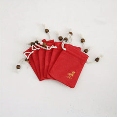 6pcs Burlap Bundle Pockets Thin Hemp Lotus Leaf Shape Drawstring Bundle Pockets
