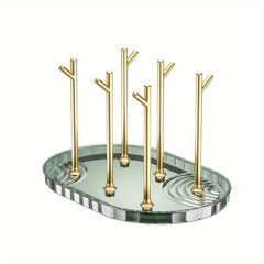 Cup Drying Rack Stand Plastic Glass Bottle Rack with Drain Tray