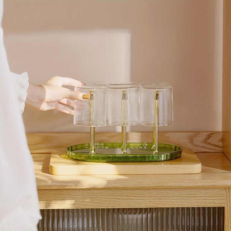 Cup Drying Rack Stand Plastic Glass Bottle Rack with Drain Tray