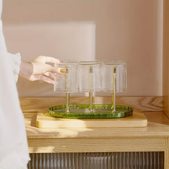 Cup Drying Rack Stand Plastic Glass Bottle Rack with Drain Tray