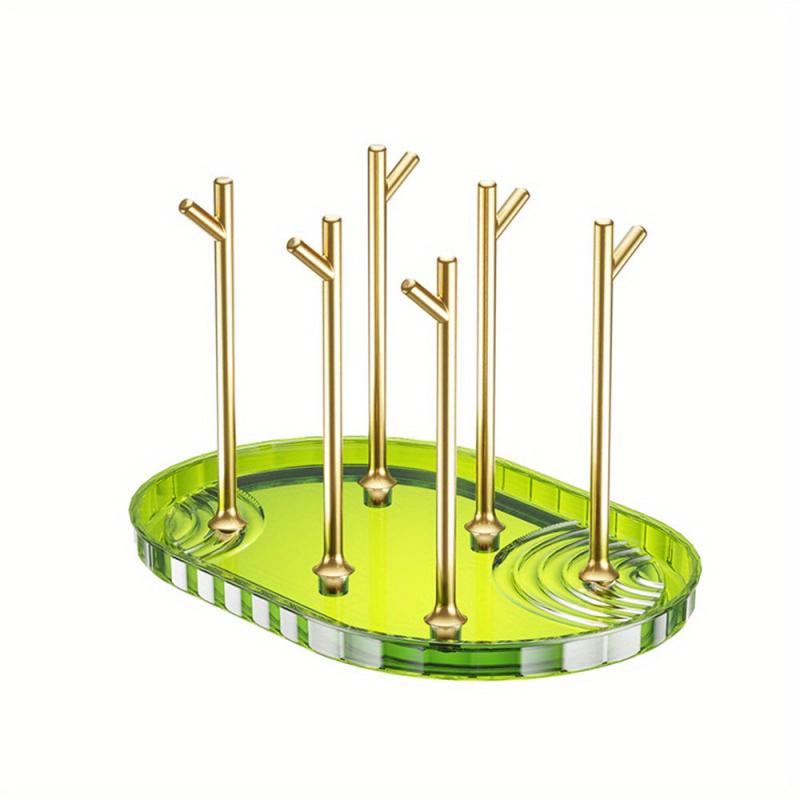 Cup Drying Rack Stand Plastic Glass Bottle Rack with Drain Tray