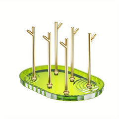 Cup Drying Rack Stand Plastic Glass Bottle Rack with Drain Tray