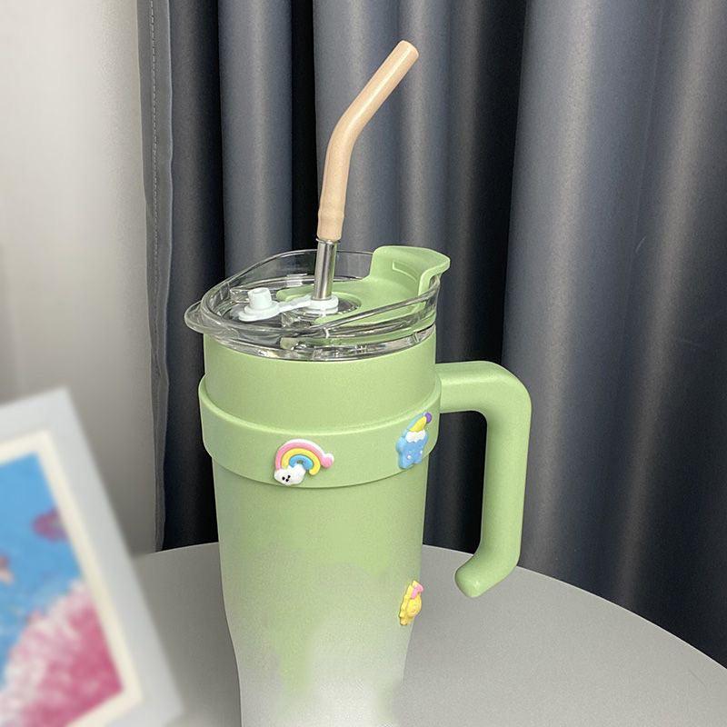 40oz Tumbler With Straw Handle Stainless Steel Vacuum Flask Insulated Cup