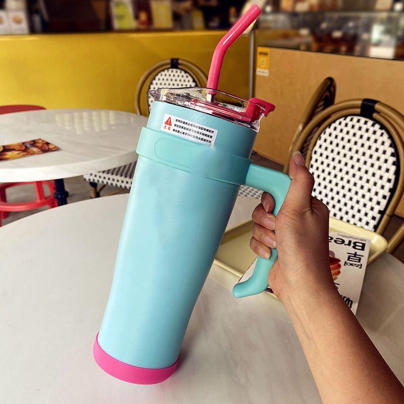 40oz Tumbler With Straw Handle Stainless Steel Vacuum Flask Insulated Cup