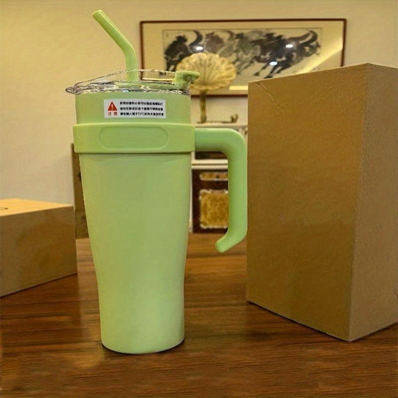 40oz Tumbler With Straw Handle Stainless Steel Vacuum Flask Insulated Cup