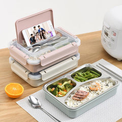 Leakproof Bento Box with Cutlery for Adults Double Layer Lunch Container