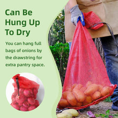10pcs Large Mesh Onion Bags 50lbs Reusable Onion Sack with Drawstring