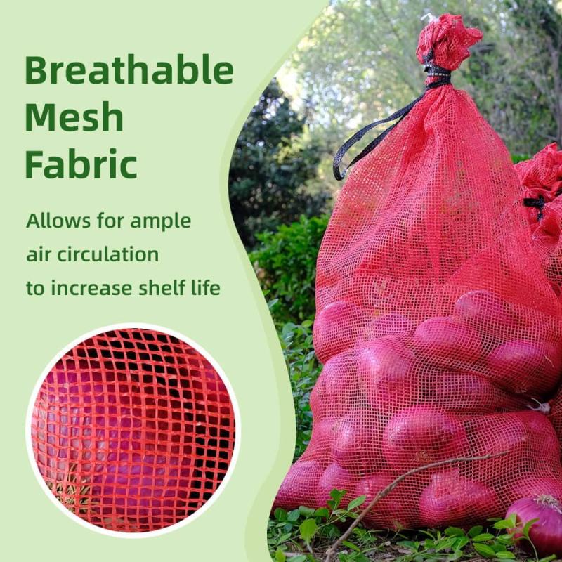 10pcs Large Mesh Onion Bags 50lbs Reusable Onion Sack with Drawstring