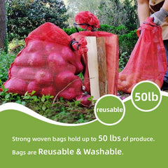 10pcs Large Mesh Onion Bags 50lbs Reusable Onion Sack with Drawstring