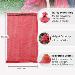 10pcs Large Mesh Onion Bags 50lbs Reusable Onion Sack with Drawstring