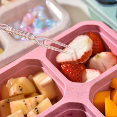 4pcs Wheat Snack Box Transparent Cover Dried Fruit Stackable Food Container