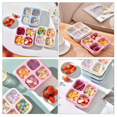 4pcs Wheat Snack Box Transparent Cover Dried Fruit Stackable Food Container